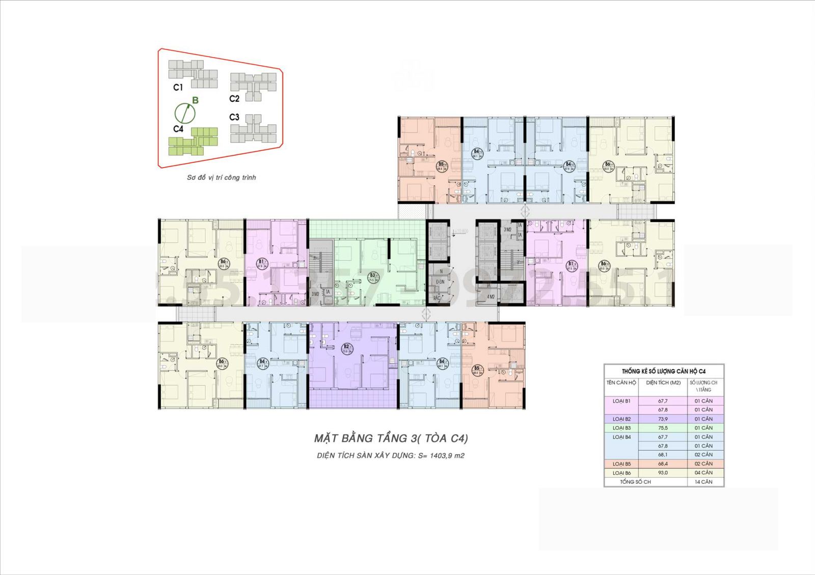 MẶT BẰNG TẦNG 3 TÒA C4 AN BÌNH HOMELAND