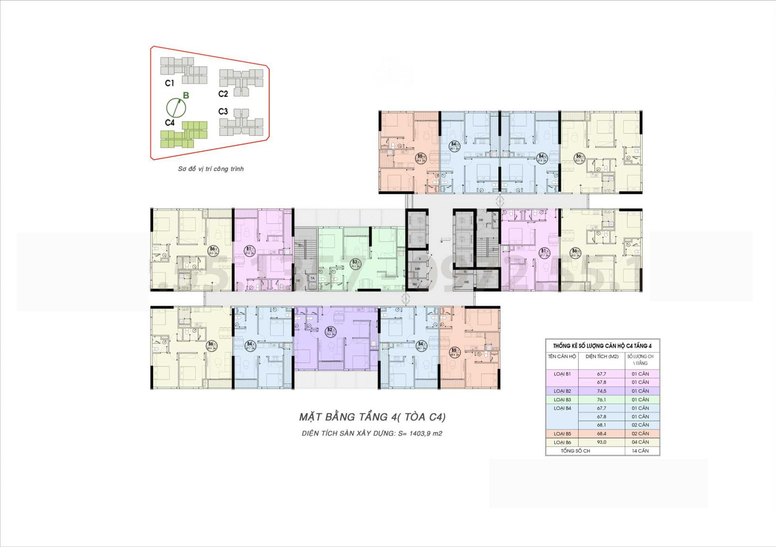 MẶT BẰNG TẦNG 4 TÒA C4 AN BÌNH HOMELAND
